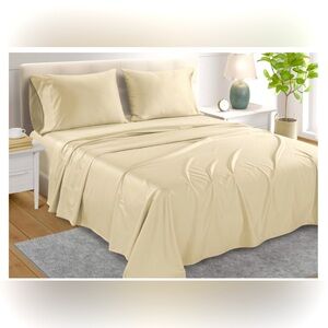CHATEAU HOME COLLECTION KING SIZE SHEET SET IVORY COLOR 100% 4 PIECE SET